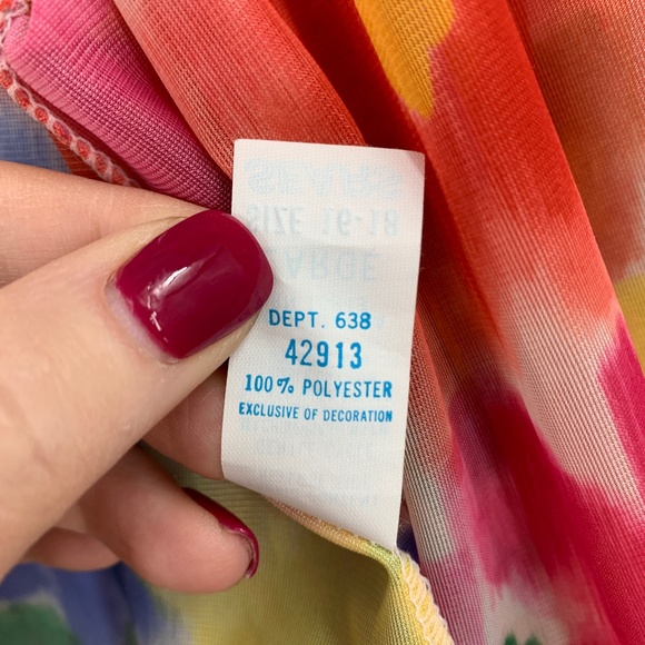 Vintage Inner Most Bright Floral Sheer Duster Robe Sears Sz L - Picture 8 of 9